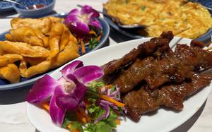Pork skewers, minced shrimp fritters and a Thai-style omelet are just a few of the most popular appetizers at Thai Erawan near Yokosuka Naval Base, Japan.