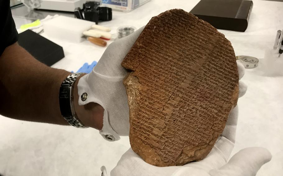 The Gilgamesh tablet will be formally handed over to Iraq in a ceremony Thursday afternoon in Washington, D.C.