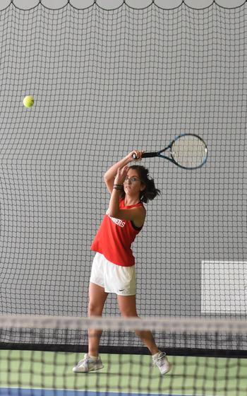 Kaiserslautern’s Alisa Dietzel paired up with Abigail Hover to win the doubles title at the DODEA European tennis championships on Saturday, Oct. 22, 2022, in Wiesbaden, Germany.