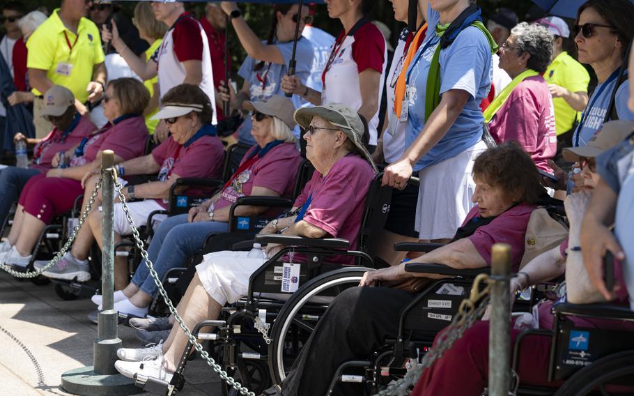 Female veterans sit in wheel chairs