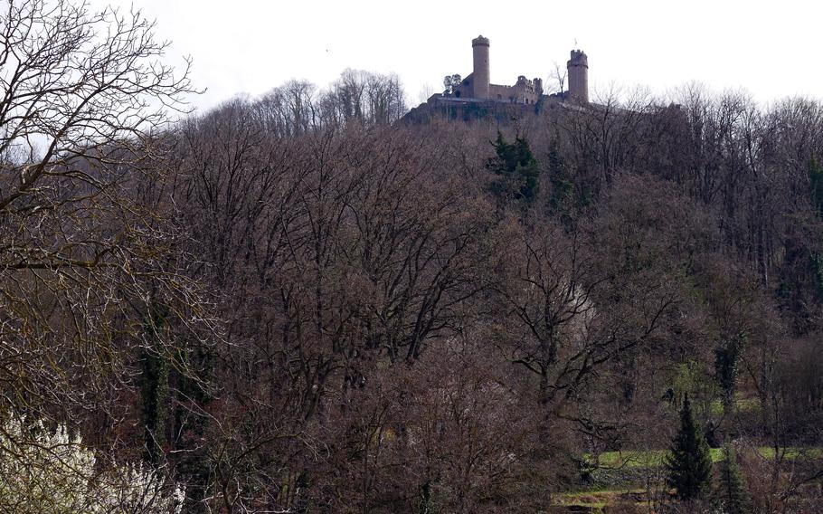 Auerbach castle towers over the village of the same name, on central Germany's Bergstrasse. Literally mountain road, the highway runs from Darmstadt to Heidelberg hugging the hillsides and has many towns and castles worth visiting. 
