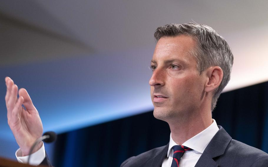 State Department spokesperson Ned Price speaks during a media briefing at the State Department, Wednesday, July 7, 2021, in Washington.
