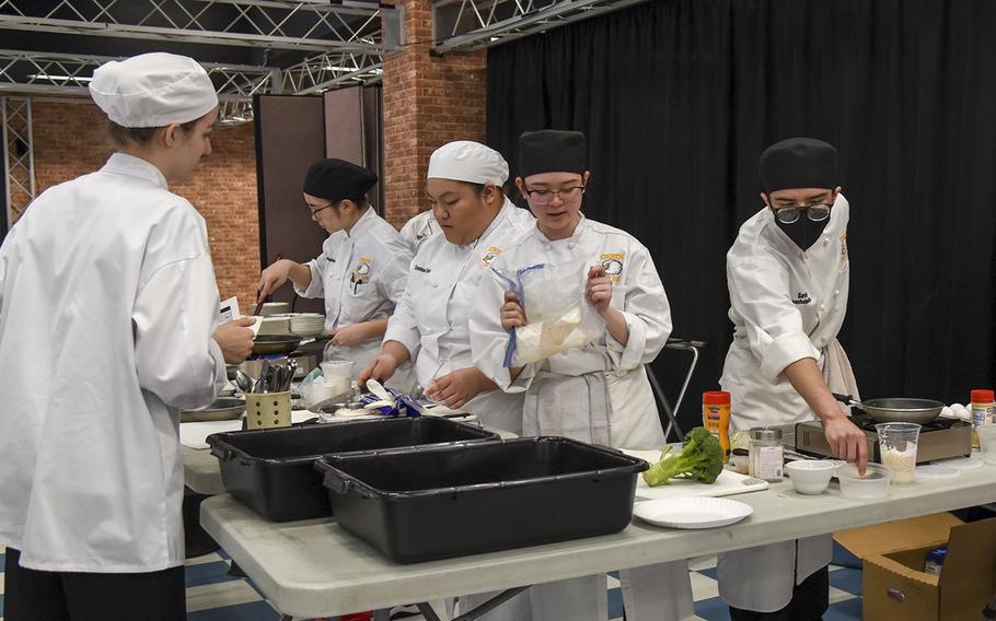 Edgren Middle High School students compete in the Far East Culinary Arts Competition at Yokota Air Base, Japan, Feb. 7, 2023.