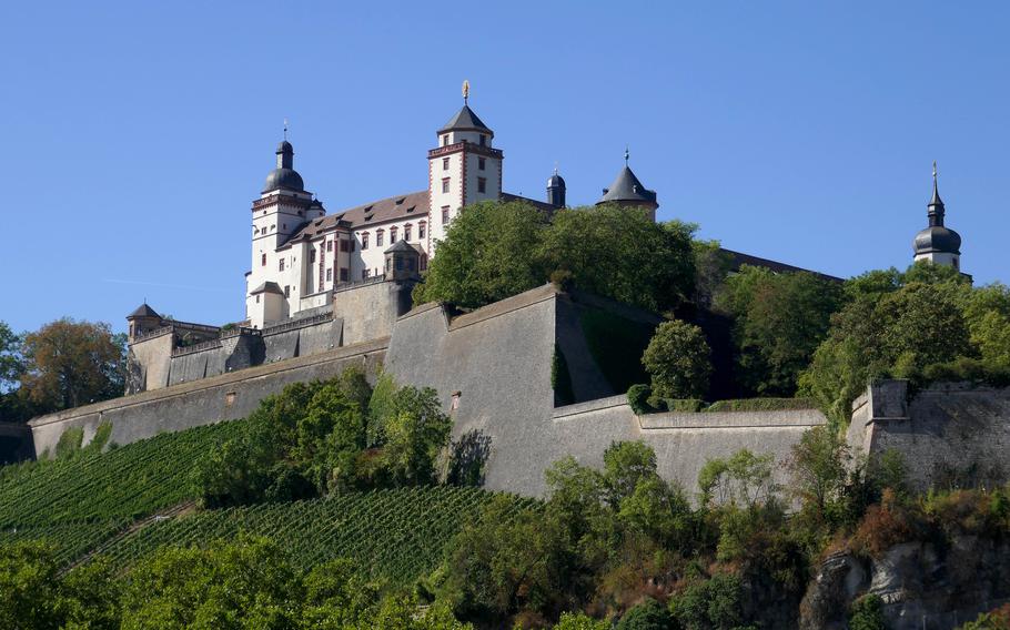 The Fortress Marienberg stands atop a hill overlooking the Main River across from Wuerzburg’s city center. Built around 1200, it was the seat of the prince bishops. Today, it houses the Franconian Museum.
