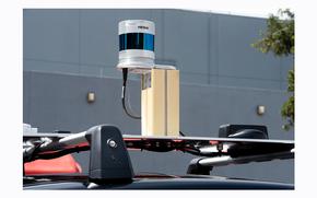 A Lidar sensor on top of a test car. MUST CREDIT: Marlena Sloss/Bloomberg