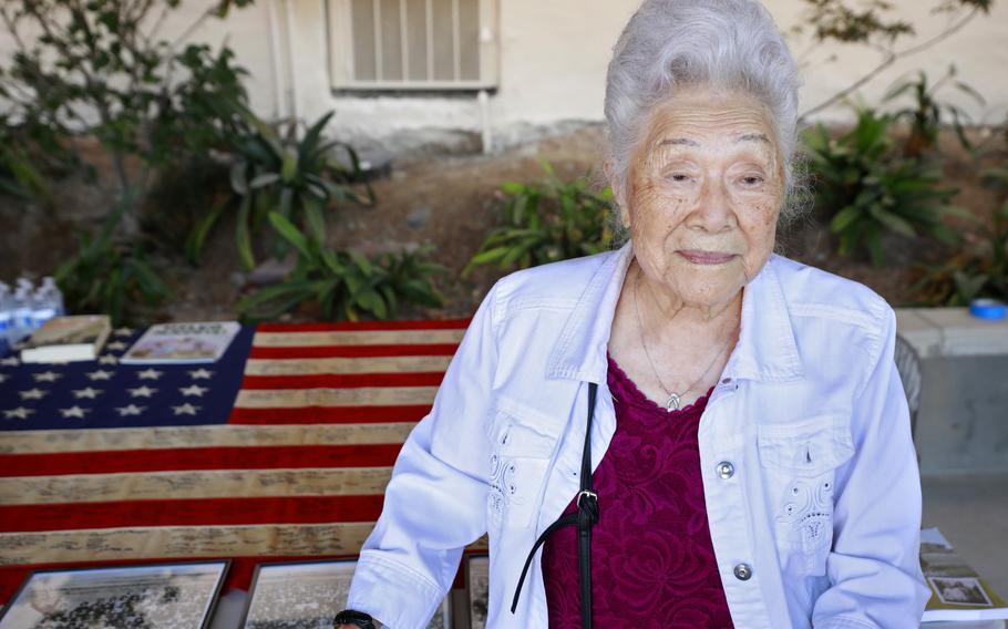 With the intent to recognize surviving Japanese Americans of the World War II incarceration camps for their sacrifice, and to honor their legacy and memory, Judge Johnny Gogo, a California Superior Court Judge from San Jose, obtained two WWII-era 48-star American flags with the intent of having survivors sign them. Yukiko Sugiyama, 100, was in Poston Internment Camp in Yuma. She signed the flag at the Buddhist Temple of San Diego on Sunday, Sept. 19, 2021.