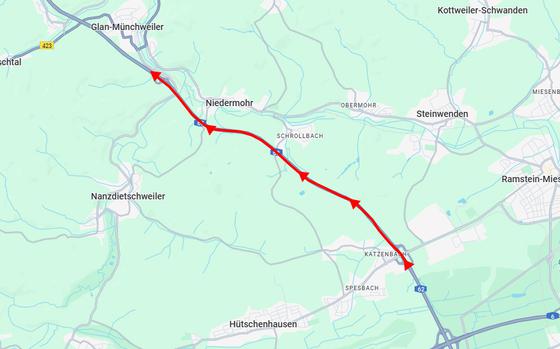 A map shows the stretch of a highway affected by emergency construction.