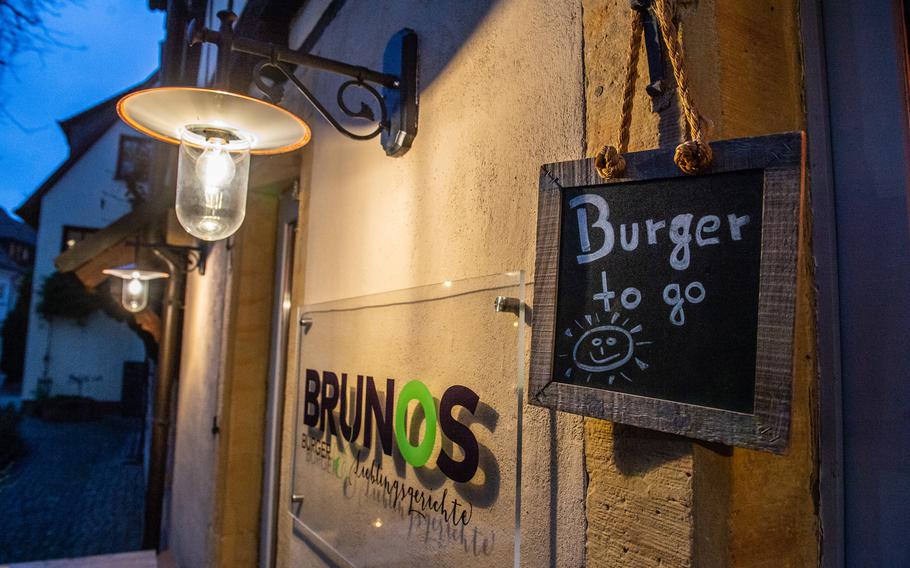 Bruno's in Neustadt an der Weinstrasse, Germany, Nov. 13, 2021. The restaurant offers takeout orders via a serving window.