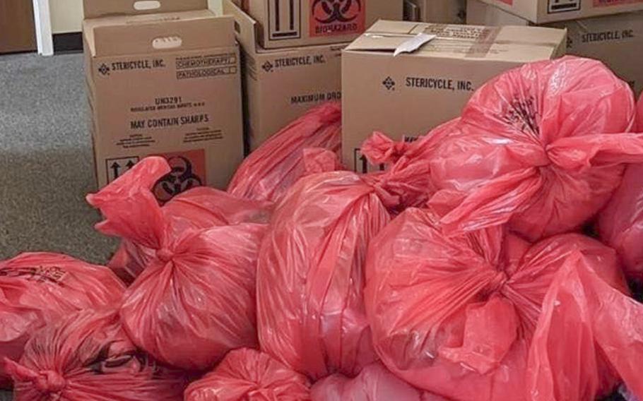 According to a lawsuit filed this week, a coronavirus test clinic allegedly stored samples in red garbage bags for more than a week instead of properly refrigerating them. 