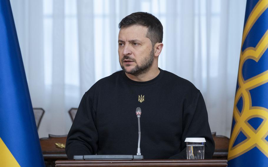 Ukrainian President Volodymyr Zelenskyy took part in the solemn meeting of the Plenum of the Supreme Court on Dec. 15, 2022.