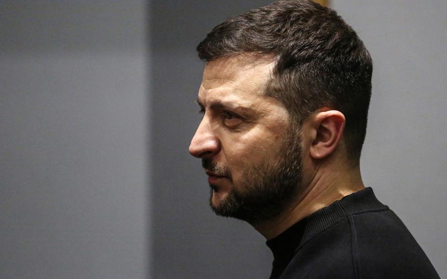 Ukraine President Volodymyr Zelenskyy. Ukrainian law enforcement officials on Tuesday, Nov. 14, 2023, jailed Oleksandr Dubinsky, a member of parliament who four years ago helped Rudy Giuliani in his failed attempts to dig up dirt on Joe Biden on behalf of then-president Donald Trump.