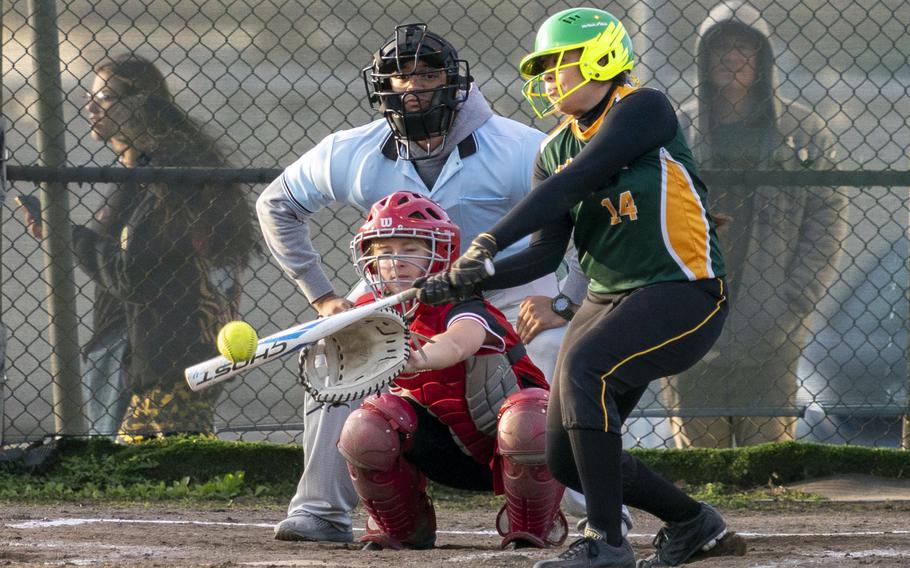 Teniya Nelson and Robert D. Edgren’s softball team get their pitching from a pair of seniors each named Alyssa (Singletary and Marrero).