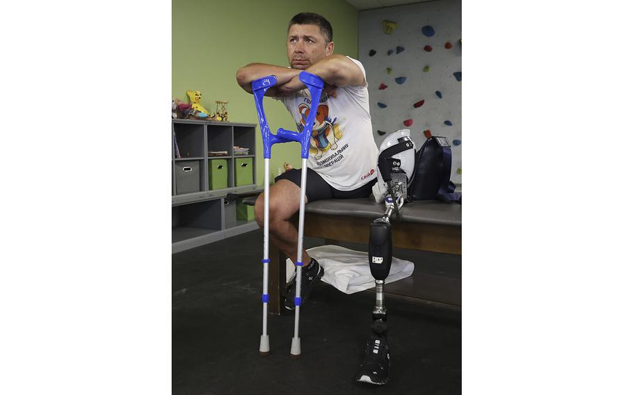Ruslan Tishchenko, at Prosthetic and Orthotic Associates in Orlando, on Thursday, February 23, 2023. Tishchenko is a sapper with the Ukrainian army, and lost his left leg in a Russian tank attack. Orlando-based nonprofit Revived Soldiers Ukraine helps rehab Ukrainian soldiers who fought against the Russian invasion. 