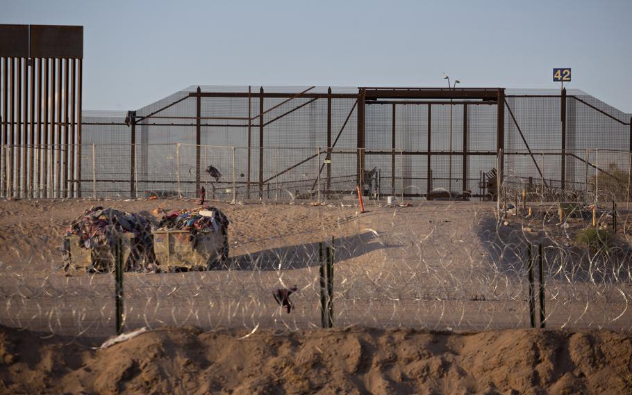 A desolate area along the border wall between the United States and Mexico in Ciudad Juárez, Mexico, on May 15, 2023. 