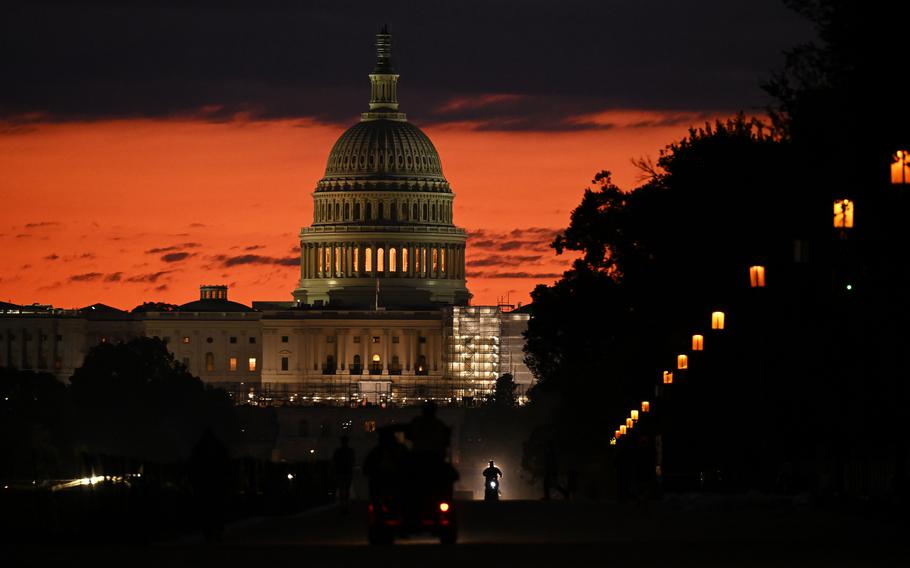 Sunrise at the Capitol. Lawmakers have less than a week left to avert a federal government shutdown. 