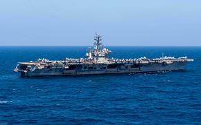 The USS Dwight D. Eisenhower sails in the Gulf of Aden in December 2023.