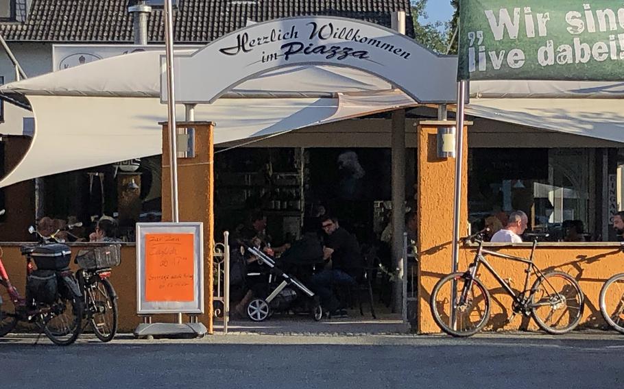 Piazza in Griesheim, Germany, features a spacious terrace for outdoor dining and a large and varied menu.