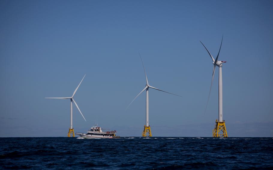 The Ørsted Block Island Wind Farm off Rhode Island, the first offshore wind farm in the U.S., pictured in 2016.
