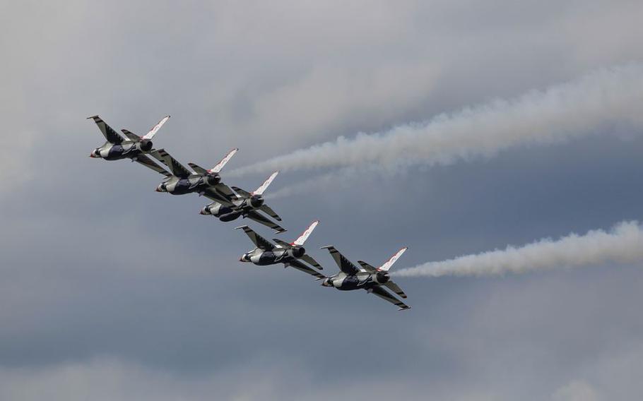 Pocono Raceway hosts the first of two days of the Great Pocono Raceway Air Show on Saturday, Aug. 21, 2021, in Long Pond, Pa. Featured performers included the U.S. Air Force Thunderbirds.
