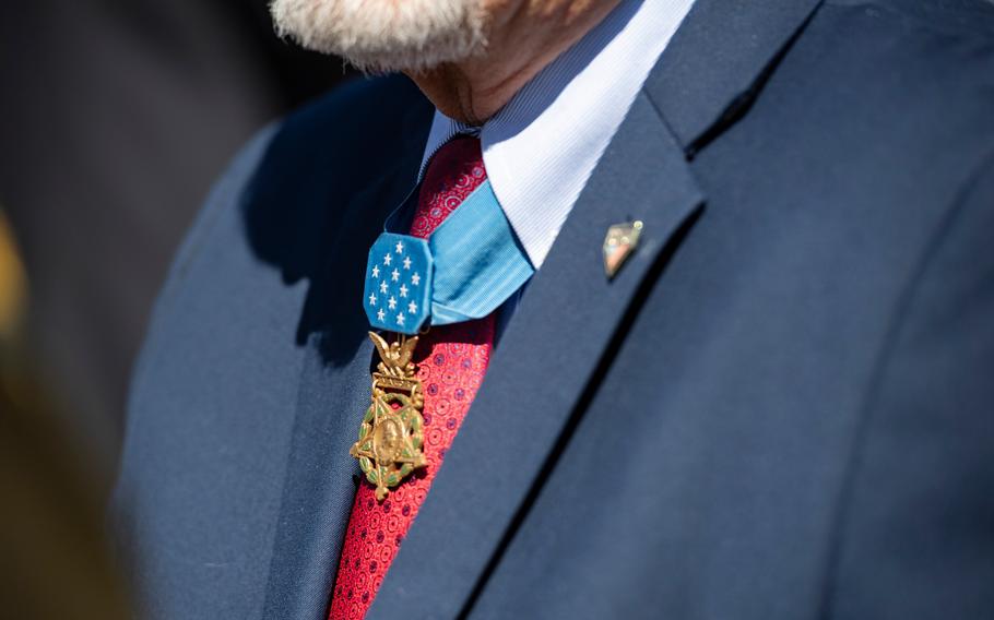 Medal of Honor recipients visit Arlington National Cemetery to commemorate National Medal of Honor Day, Arlington, Va., Monday, March 25, 2024. 