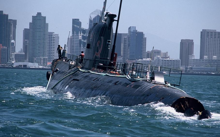 A retired Soviet attack submarine known as B-39 shown here in 2016. 