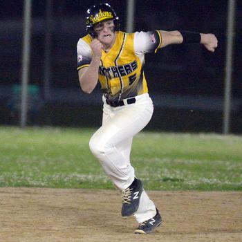 Kadena's Austin Gagnon gets the jump off second base en route to stealing third against Kubasaki during Monday's DODEA-Okinawa baseball game. Gagnon scored the winning run as the Panthers won 7-6 in eight innings.