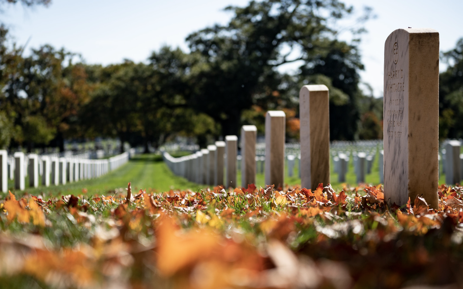 Undated photo of Arlington National Cemetery, Va. An online Veterans Legacy Memorial operated by the Department of Veterans Affairs includes the names of services members interred at Arlington, the nation’s oldest national cemetery.