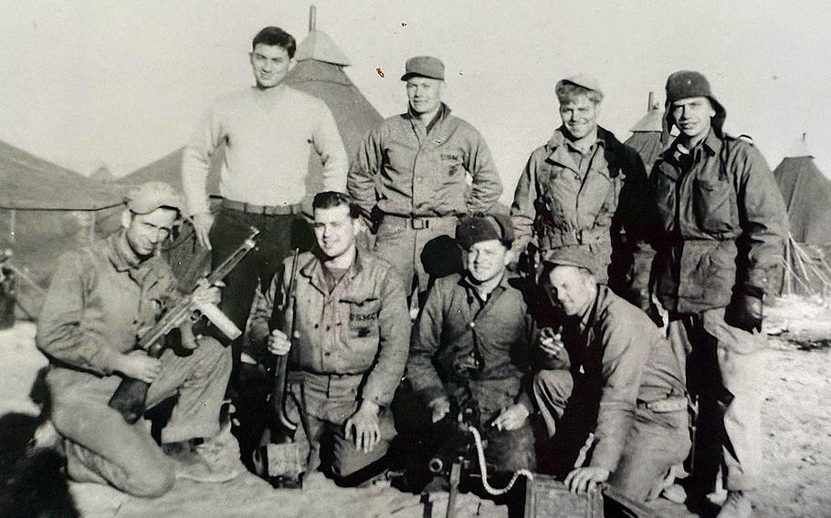 A black and white photo of marines.