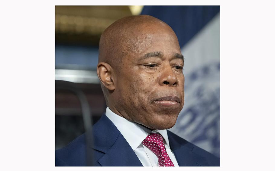 Mayor Eric Adams is pictured during in-person media availability in City Hall on Nov. 14, 2023, in Manhattan, New York. 