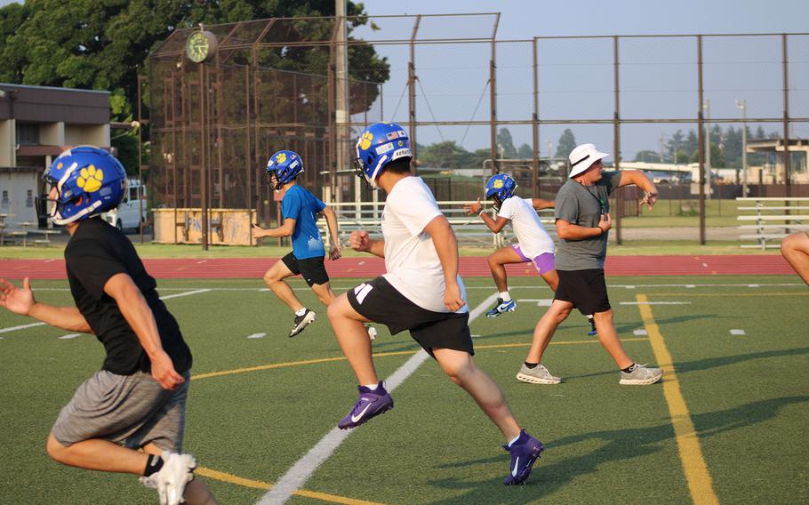 Players practice at Yokota.