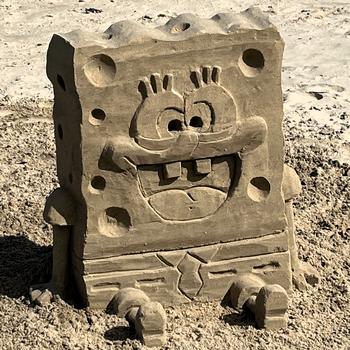 A Spongebob made of sand. 