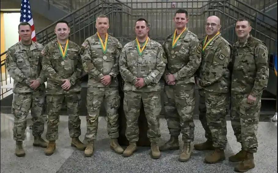 Five members of the 235th Military Police Company of the South Dakota National Guard received the Marechaussee Award, which recognizes exceptional dedication, competence and contribution to the Military Police Corps Regiment.