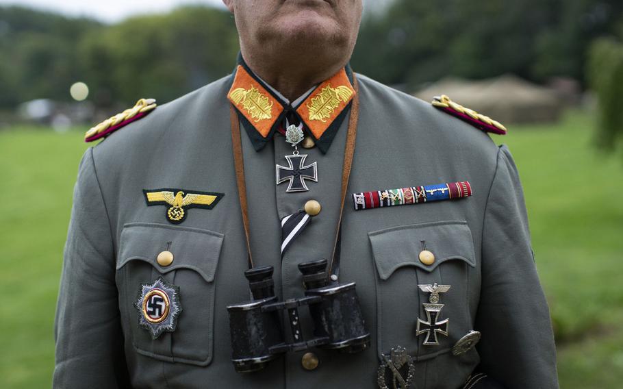 Ted O’Sullivan portrays a German WWII officer at the Rockford World War II Days event on Sept. 24, 2022, in Rockford, Illinois. 