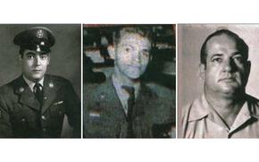 Side-by-side, 1960s-era portraits of three service members, two in dress uniforms and one in a white-collared shirt.