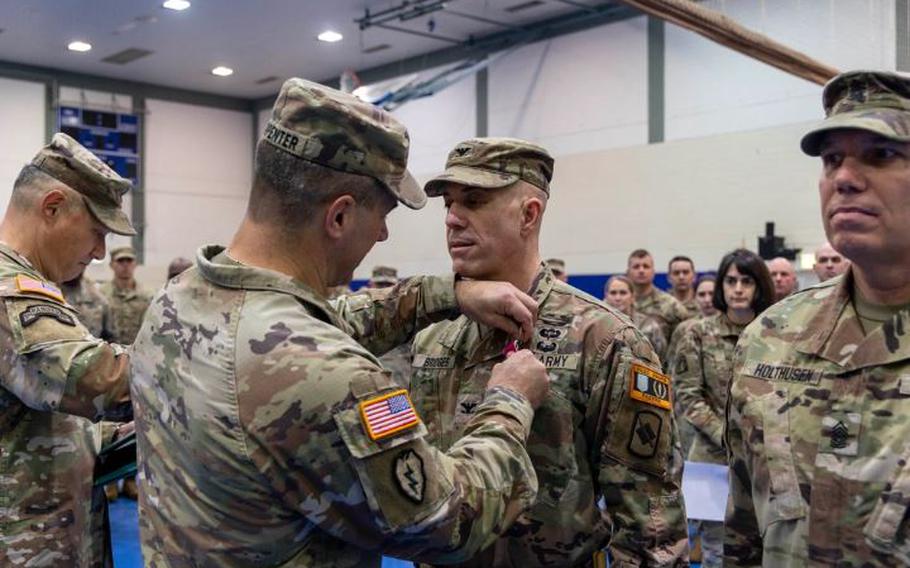 The 155th Armored Brigade Combat Team from the Mississippi Army National Guard took command of the Joint Multinational Training Group-Ukraine mission in Germany during a ceremony at Grafenwoehr on Jan. 5, 2024.. The soldiers replaced the 39th Infantry Brigade Combat Team from the Arkansas National Guard.