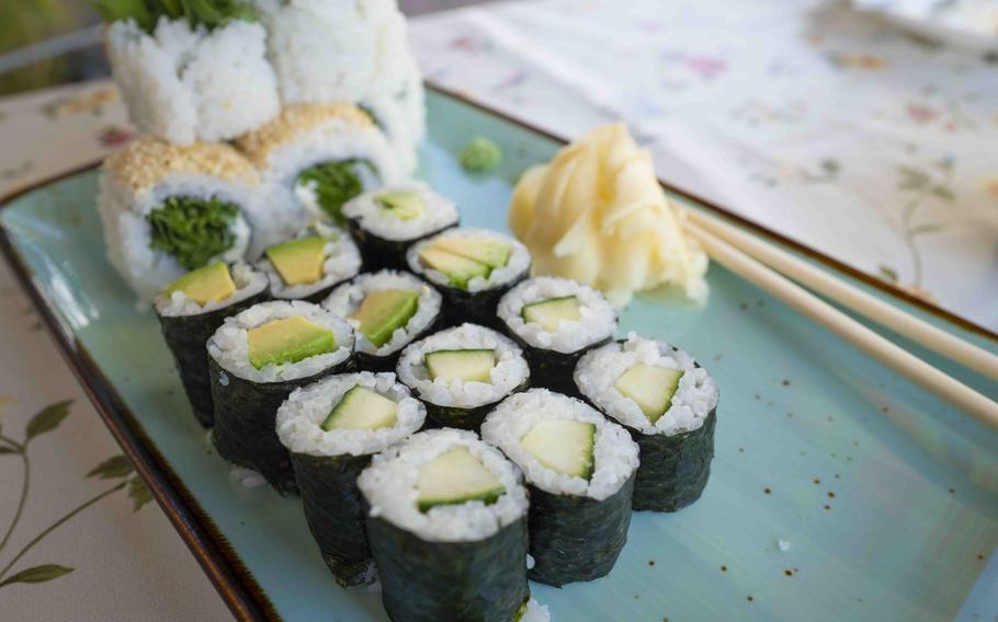 Avocado and arugula cream cheese rolls from Bun Viet's extensive sushi menu. The Bavarian restaurant features more than 50 sushi options.