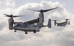 V-22 Ospreys of the Japan Ground Self-Defense Force prepare to land at Camp Ainoura, Sasebo, Nagasaki, Japan, Feb. 23, 2025.