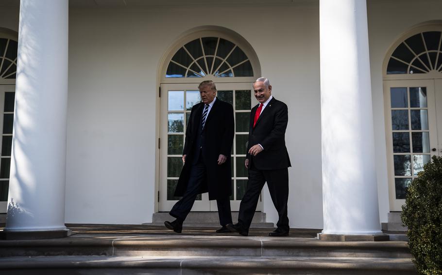 President Donald Trump with Israeli Prime Minister Benjamin Netanyahu at the White House in January 2020. 