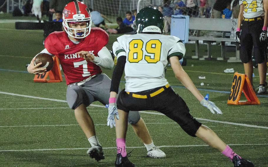 Zeke DeLaughter is a senior first-year quarterback for Nile C. Kinnick and has accounted for 885 yards total offense and 19 touchdowns this season.