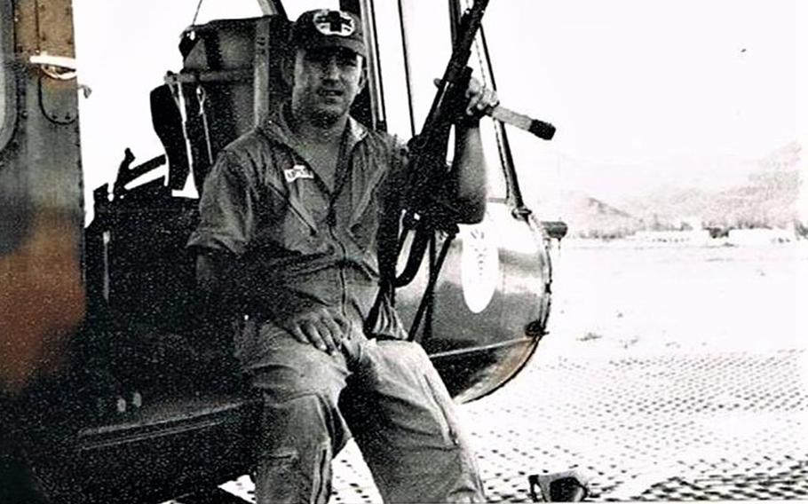Kenneth Aungst on a helicopter in Vietnam in 1962. 