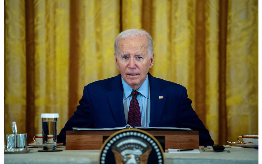 U.S. President Joe Biden speaks in the East Room of the White House on April 11, 2024, in Washington, DC. 