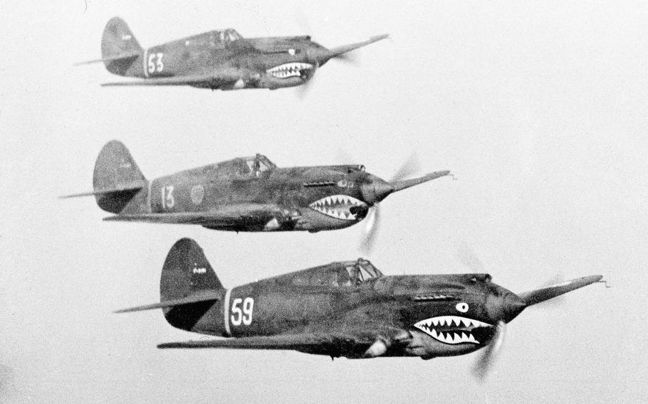 Three P-40 airplanes piloted the American Volunteer Group, or AVG, scout the air lanes in China for any signs of Japanese Raiders, June 21, 1942. 