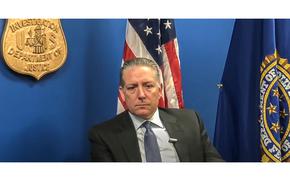 A video screen grab shows Charles McGonigal, the FBI’s former top spy hunter, taking part in a June 2018 interview.