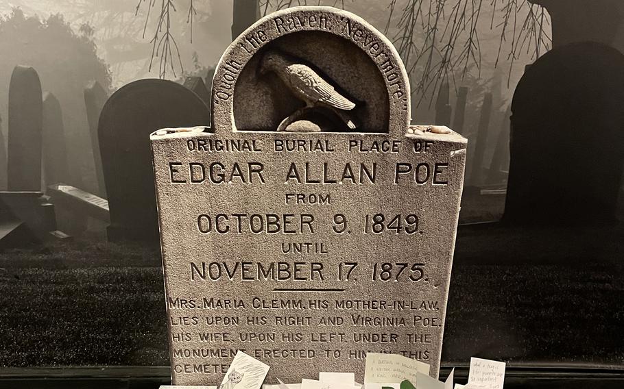 Edgar Allan Poe is buried in Baltimore, but visitors to the Poe Museum in Richmond can leave notes for him at his “gravesite.” 