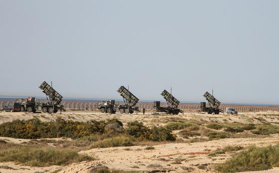Patriot Launchers prepare for a live fire exercise in a central base in Israel, Israel Mar. 19, 2018.