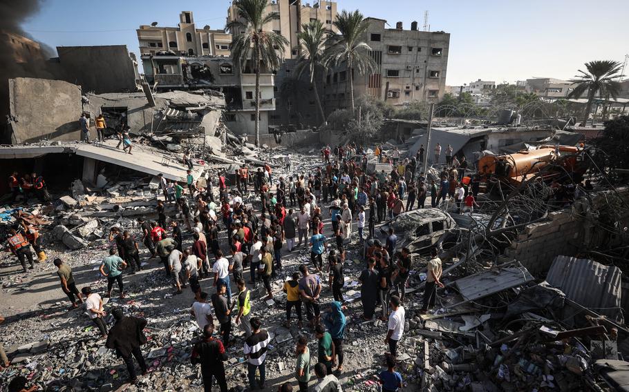 A bombed house in Khan Younis, in the southern Gaza Strip, on Tuesday, Nov. 7, 2023.