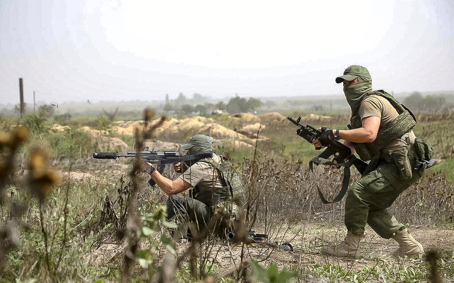 Russian paratroopers are seen on a mission on the Nikolaev-Krivoy Rog direction in Ukraine on Sept. 8, 2022.
