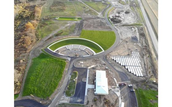 An aerial view shows the Western New York National Cemetery.
