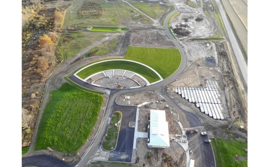 An aerial view shows the Western New York National Cemetery.