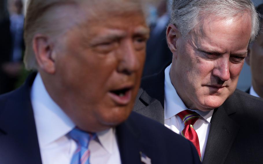 Then-President Donald Trump and White House chief of staff Mark Meadows at the White House in 2020.
